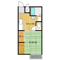 コーポひまわり 2階1DKの間取り