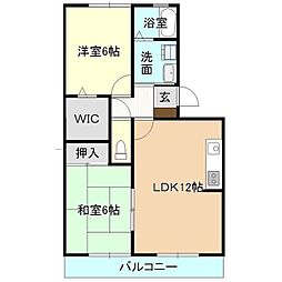 JR常磐線 龍ケ崎市駅 バス15分 久保台2丁目下車 4.2kmの賃貸アパート 2階2LDKの間取り