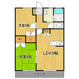 グリーンヒルズ久保台D棟 2LDKの間取図画像