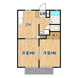 サンハイツ東 2DKの間取図画像