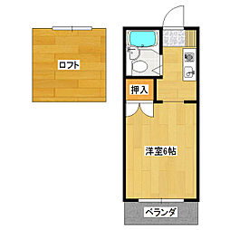 コーポS&S1 1Kの間取図画像