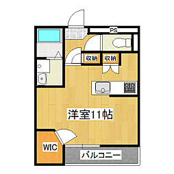 ヴィーナス取手 1階ワンルームの間取り