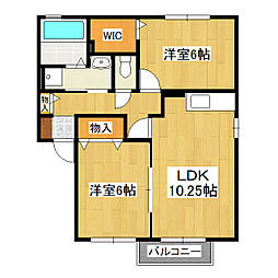 カサベルデA 2LDKの間取図画像