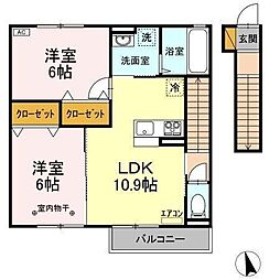 ノールロワールA 2LDKの間取図画像