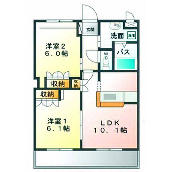 茨城県つくばみらい市陽光台2丁目(賃貸マンション2LDK・3階・51.66㎡)の写真 その2