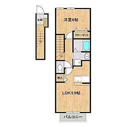 ヴィラ・フィオーレ 2階1LDKの間取り