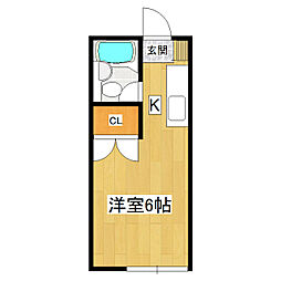 カーサ中田 ワンルームの間取図画像