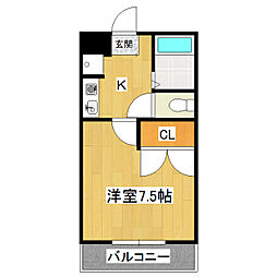 CHEZ-NOUS 2階1Kの間取り