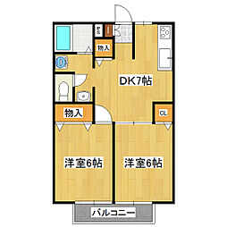 ヴェルデ原宿 1階2DKの間取り