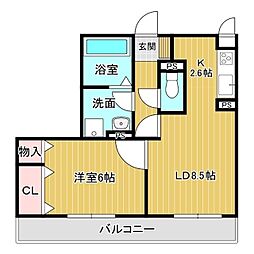 クレールV 1階1LDKの間取り