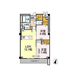 プライム フォレスト 百合ケ丘 2LDKの間取図画像