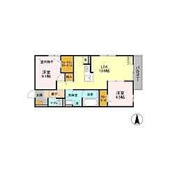 海正 3階2LDKの間取り