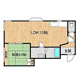 ヴェルニー御所ケ丘 1LDKの間取図画像