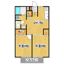 リベラ 2DKの間取図画像