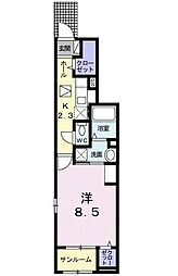 カーサフォレスタ 1Kの間取図画像