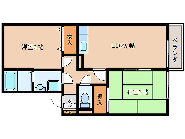 奈良県大和高田市大字池尻(賃貸アパート2LDK・2階・50.42㎡)の写真 その2