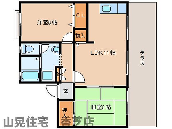 プリシエールＫ 101｜奈良県香芝市鎌田(賃貸アパート2LDK・1階・49.43㎡)の写真 その2