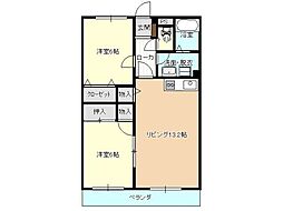 サンフレッシュ西下台 2LDKの間取図画像