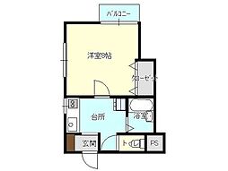 ジャンティ 1Kの間取図画像