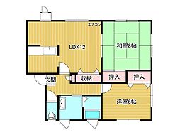パセオカワベ 2LDKの間取図画像