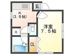 シャトル広面 1Kの間取図画像