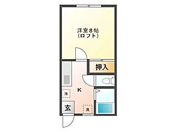 ローリエ佐々木 1Kの間取図画像