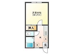 ローリエ佐々木 1Kの間取図画像
