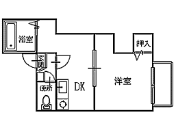 ツインキャップかわぐちA 1DKの間取図画像