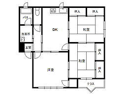 ロンシャン根城B 3DKの間取図画像