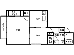 フローラルパレス 2DKの間取図画像