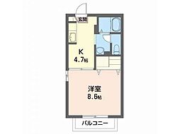 グランシード八桜 1Kの間取図画像