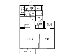 メゾンマスト本宮 1LDKの間取図画像