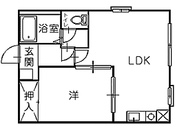 アーバンハイツ城西A 1LDKの間取図画像