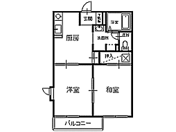 サンデール北山 2DKの間取図画像