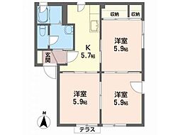 エスメラードA 3Kの間取図画像