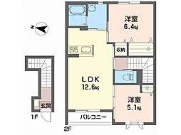 カサベルデM 2LDKの間取図画像
