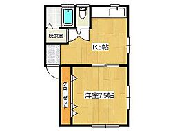 コーポラスミウラ 1DKの間取図画像