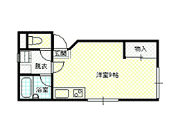 コーポラスト白山 201号室 2階ワンルームの間取り