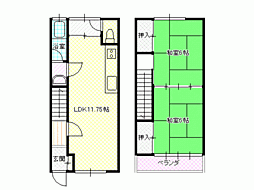 コーポ平野 2LDKの間取図画像