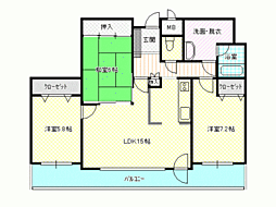 シャトーム中央町 3LDKの間取図画像