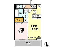 D-room姉体3A 1LDKの間取図画像
