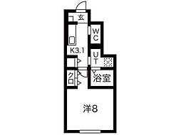 アンジェ 1Kの間取図画像