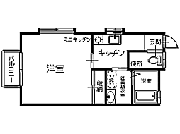 Flowercard's 1Kの間取図画像