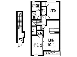 K 2LDKの間取図画像