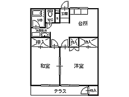 ハイツ花園A 2Kの間取図画像