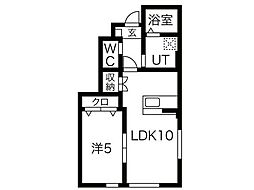 grand parace男石B 1LDKの間取図画像