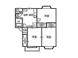 プラザミサオD 3DKの間取図画像