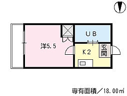 ヤスダ第2ビル 1Kの間取図画像