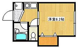 広島電鉄1系統 宇品2丁目駅 徒歩9分の賃貸マンション 2階1Kの間取り