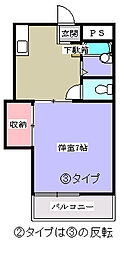 広島電鉄1系統 県病院前駅 徒歩2分の賃貸マンション 3階1Kの間取り